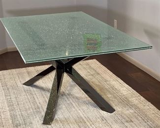 Crackled Glass Contemporary Dining Table 29.75 x 41.5 x 75in HxWxD