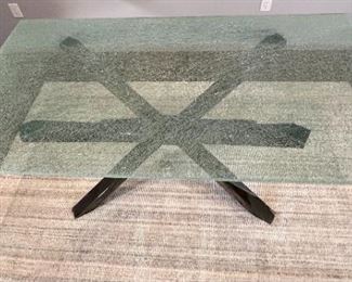 Crackled Glass Contemporary Dining Table 29.75 x 41.5 x 75in HxWxD