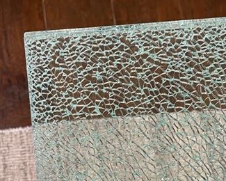 Crackled Glass Contemporary Dining Table 29.75 x 41.5 x 75in HxWxD