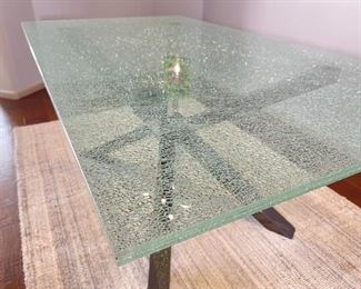 Crackled Glass Contemporary Dining Table 29.75 x 41.5 x 75in HxWxD