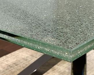 Crackled Glass Contemporary Dining Table 29.75 x 41.5 x 75in HxWxD