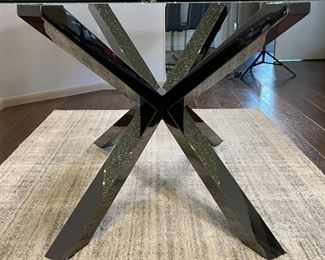 4pc Contemporary Faux Leather & Chrome Side Chairs 41 x 17 x 21in seat height 18.75in HxWxD