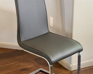 4pc Contemporary Faux Leather & Chrome Side Chairs 41 x 17 x 21in seat height 18.75in HxWxD