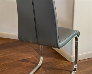 4pc Contemporary Faux Leather & Chrome Side Chairs 41 x 17 x 21in seat height 18.75in HxWxD