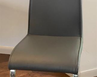 4pc Contemporary Faux Leather & Chrome Side Chairs 41 x 17 x 21in seat height 18.75in HxWxD