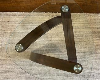 Contemporary Glass & Wood Coffee Table 17 x 34 x 34in HxWxD