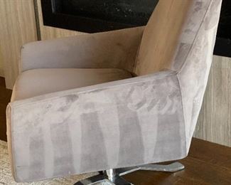 2pc Contemporary Microfiber Swivel Club Chairs PAIR 34 x 29 x 30.5in HxWxD