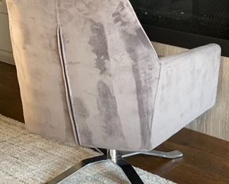 2pc Contemporary Microfiber Swivel Club Chairs PAIR 34 x 29 x 30.5in HxWxD