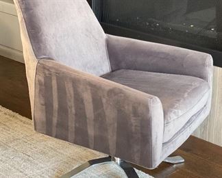 2pc Contemporary Microfiber Swivel Club Chairs PAIR 34 x 29 x 30.5in HxWxD