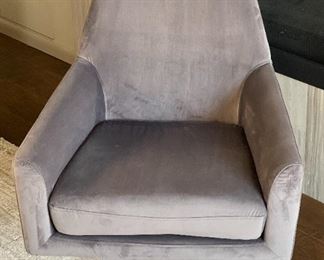 2pc Contemporary Microfiber Swivel Club Chairs PAIR 34 x 29 x 30.5in HxWxD