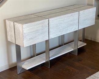 Contemporary White Wash Console Table/Shelf 30x60x15in HxWxD