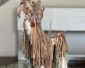 Barbara Peacock Ceramic Southwest Horse Fetish Sculpture 18 x 4.5 x 13in HxWxD