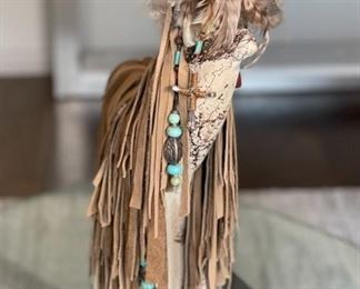 Barbara Peacock Ceramic Southwest Horse Fetish Sculpture 18 x 4.5 x 13in HxWxD