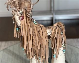 Barbara Peacock Ceramic Southwest Horse Fetish Sculpture 18 x 4.5 x 13in HxWxD