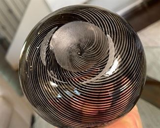 Studio Art Glass Striped/Swirl Vase 6in H x 4.75in Diameter