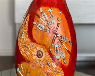 Margaret Sullivan Gourd Vessel Art #1 18in H