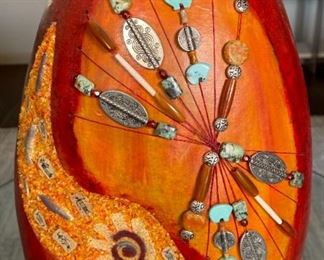 Margaret Sullivan Gourd Vessel Art #1 18in H