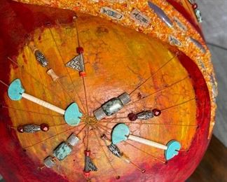 Margaret Sullivan Gourd Vessel Art #1 18in H