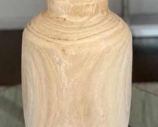 Artist Made Carved Wood Vase 18 x 10in diameter
