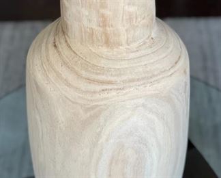 Artist Made Carved Wood Vase 18 x 10in diameter