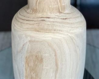 Artist Made Carved Wood Vase 18 x 10in diameter