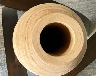 Artist Made Carved Wood Vase 18 x 10in diameter