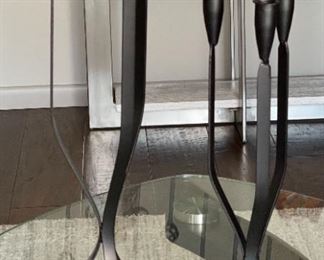 2pc Wrought Iron Tiered Candle Stands PAIR Tallest: 20 x 6 x 6in HxWxD