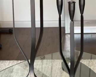 2pc Wrought Iron Tiered Candle Stands PAIR Tallest: 20 x 6 x 6in HxWxD
