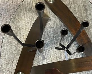 2pc Wrought Iron Tiered Candle Stands PAIR Tallest: 20 x 6 x 6in HxWxD