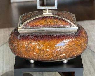 Uttermost Lidded Centerpiece Vase/Jar 17 x 17 x 7in HxWxD