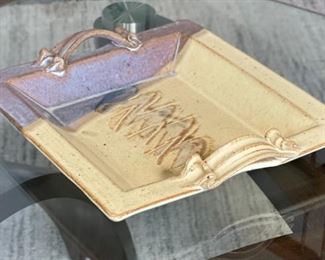 Artist Made Stoneware Plate 2.5 x 12.5 x 11.5in HxWxD