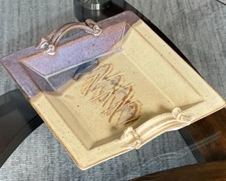 Artist Made Stoneware Plate 2.5 x 12.5 x 11.5in HxWxD