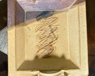 Artist Made Stoneware Plate 2.5 x 12.5 x 11.5in HxWxD