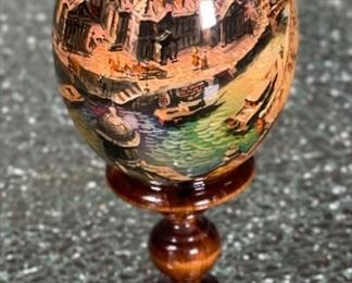 Chinese Resin Egg on stand 7.25 inches high