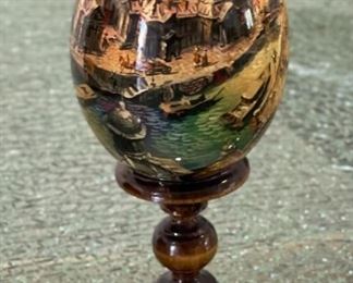 Chinese Resin Egg on stand 7.25 inches high
