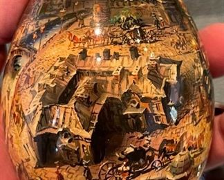 Chinese Resin Egg on stand 7.25 inches high