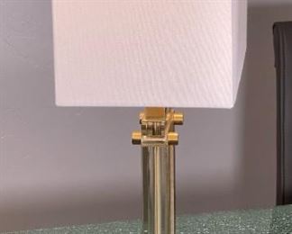Contemporary Lucite & Gold Lamp Single 25 x 15 x 8in HxWxD