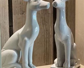 Sagebrook Porcelain Whippet Dog Statues PAIR Home 10678 20 x 6 x 9.5in HxWxD