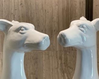 Sagebrook Porcelain Whippet Dog Statues PAIR Home 10678 20 x 6 x 9.5in HxWxD