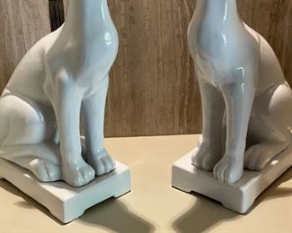 Sagebrook Porcelain Whippet Dog Statues PAIR Home 10678 20 x 6 x 9.5in HxWxD
