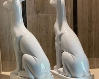 Sagebrook Porcelain Whippet Dog Statues PAIR Home 10678 20 x 6 x 9.5in HxWxD