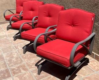 5pc Outdoor Patio Set Sunbrella Outdoor Fire pit & Chairs Table: 25 x 48 diameterChairs: 35.5 x 28 x 33