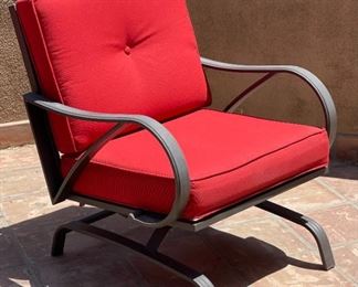 5pc Outdoor Patio Set Sunbrella Outdoor Fire pit & Chairs Table: 25 x 48 diameterChairs: 35.5 x 28 x 33