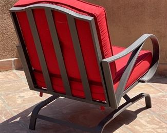 5pc Outdoor Patio Set Sunbrella Outdoor Fire pit & Chairs Table: 25 x 48 diameterChairs: 35.5 x 28 x 33