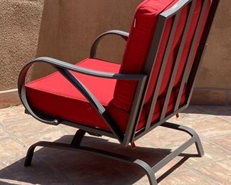 5pc Outdoor Patio Set Sunbrella Outdoor Fire pit & Chairs Table: 25 x 48 diameterChairs: 35.5 x 28 x 33