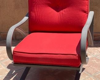 5pc Outdoor Patio Set Sunbrella Outdoor Fire pit & Chairs Table: 25 x 48 diameterChairs: 35.5 x 28 x 33