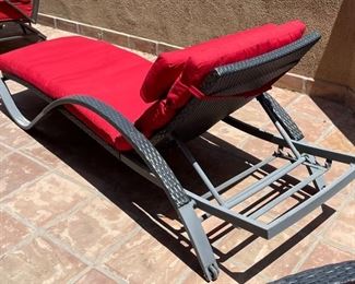 2pc All Weather Wicker Chaise lounge Chairs Pair Sunbrella 83in Long x 28in Wide