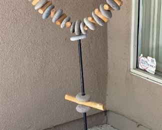 Artist Made Stone & Wood Heart Sculpture 48 x 20 x 10in HxWxD