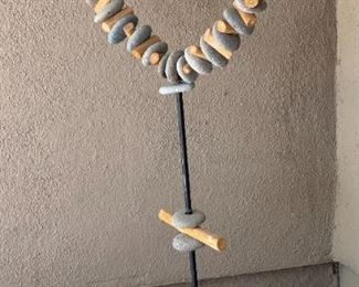 Artist Made Stone & Wood Heart Sculpture 48 x 20 x 10in HxWxD