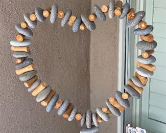 Artist Made Stone & Wood Heart Sculpture 48 x 20 x 10in HxWxD